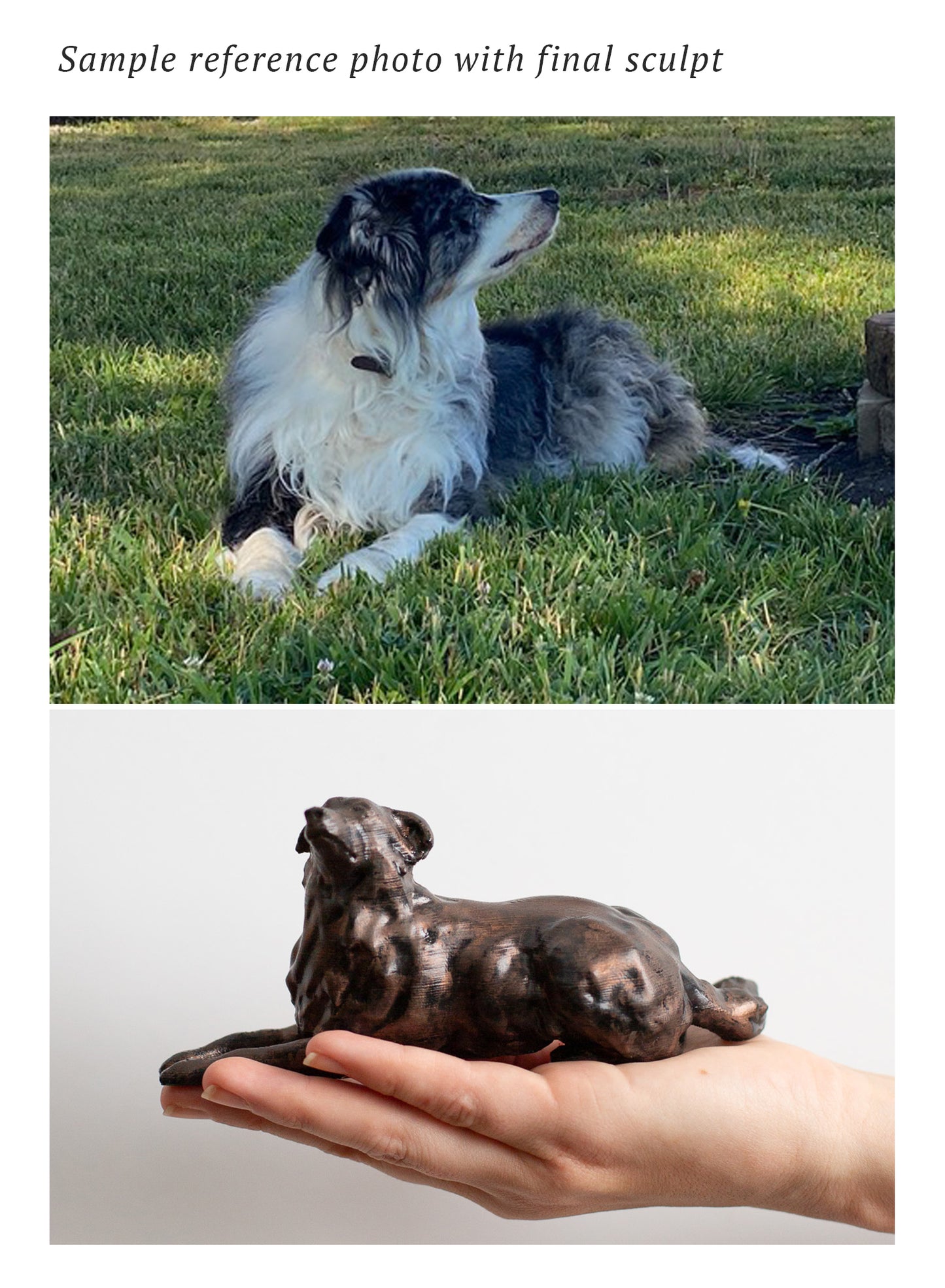 Custom Pet Memorial Urn | sculpture atop walnut cremation box