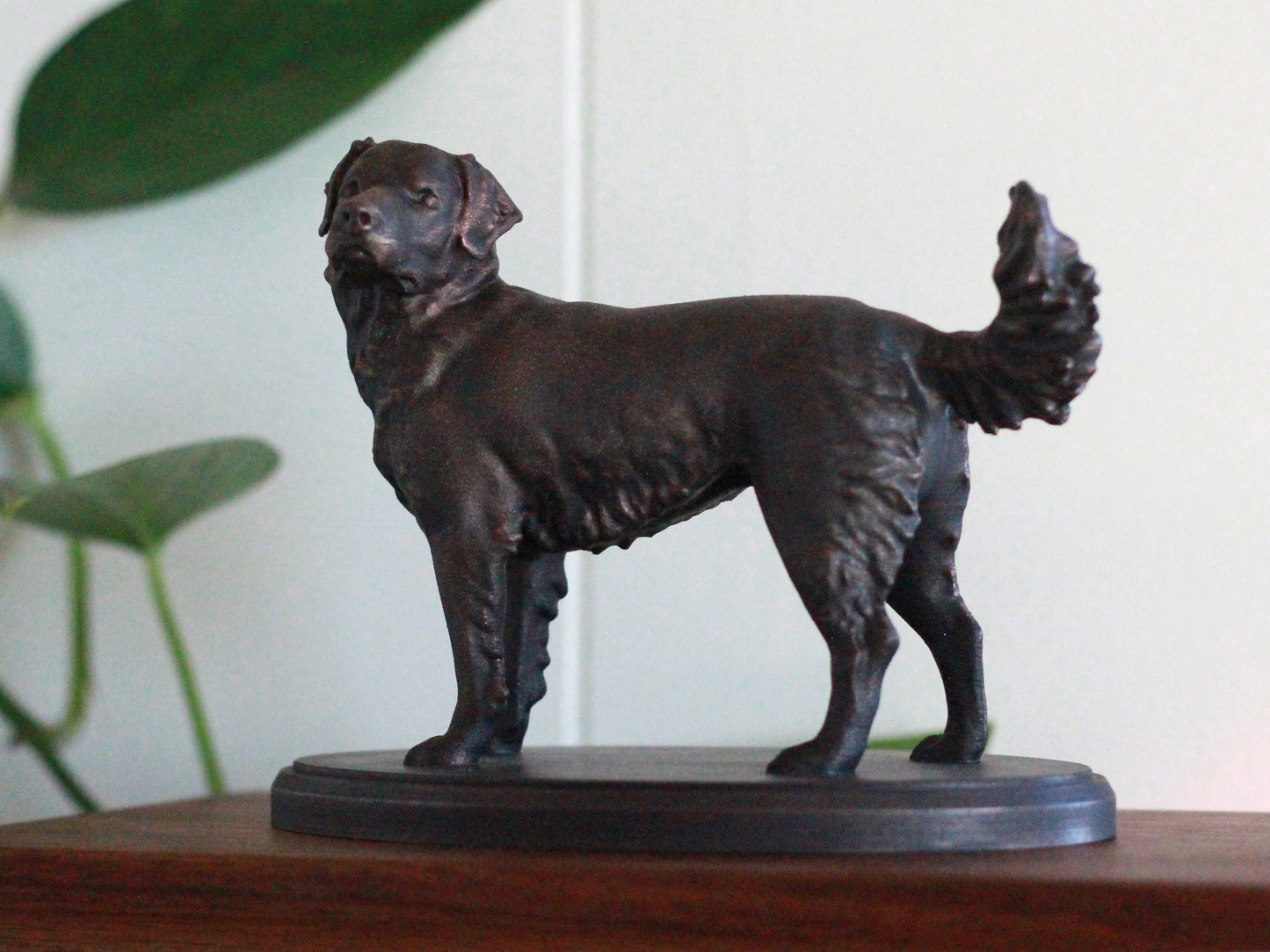 Custom Pet Memorial Urn | sculpture atop walnut cremation box