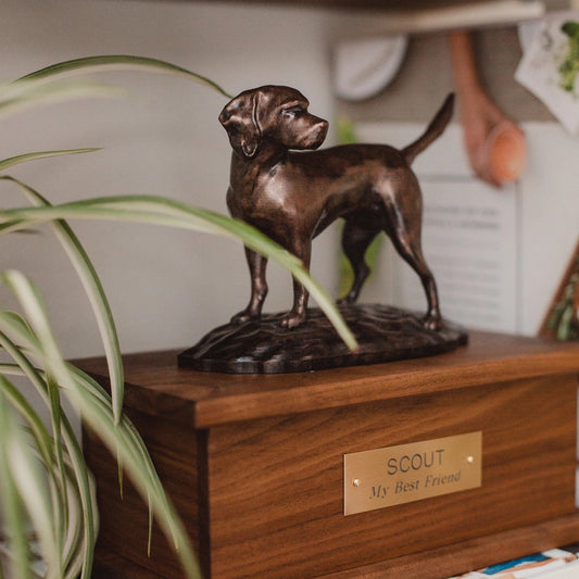 Custom Dog Sculpture Wooden Urn Box